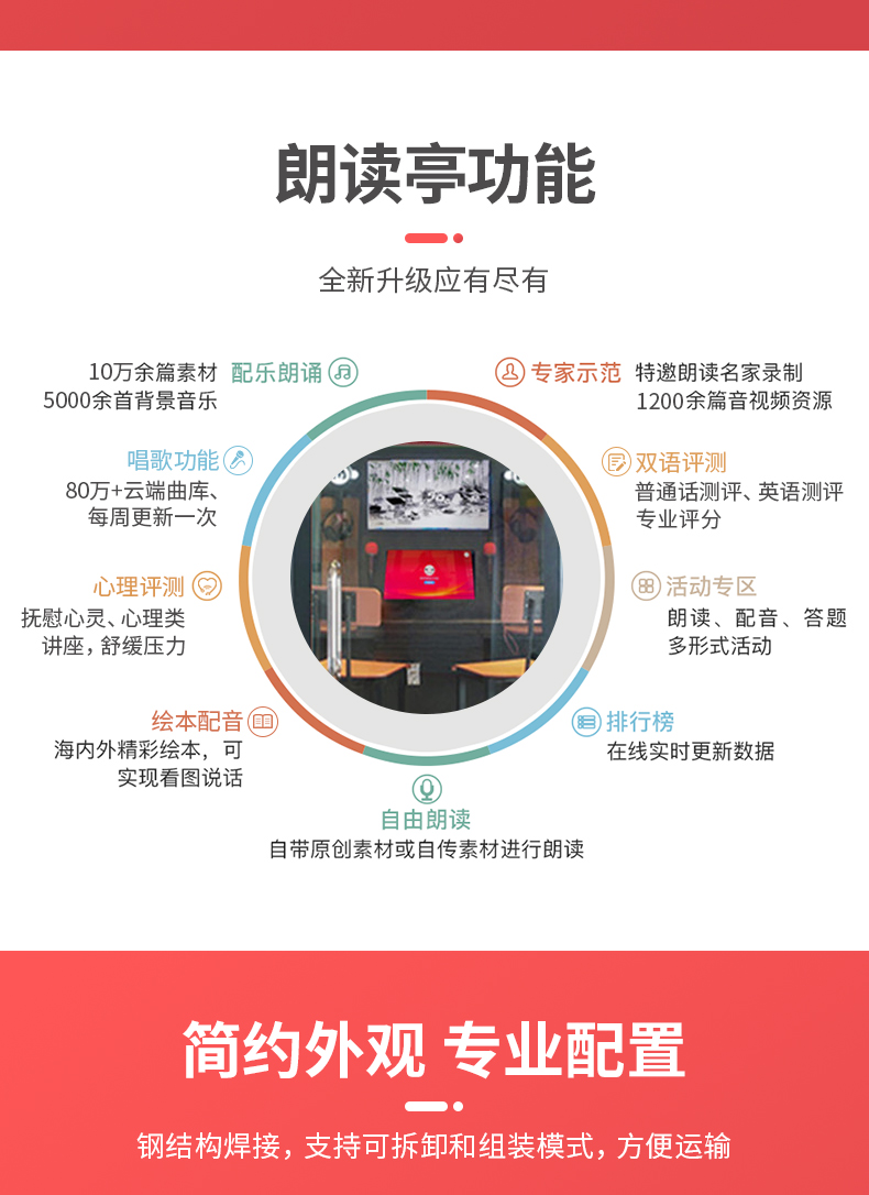 多功能配音紅色朗讀亭 多功能配音紅色朗讀亭